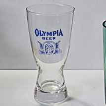Vintage Olympia Sham Beer Glass Blue Horseshoe Logo Barware 6 5/8&quot; Tall - £8.81 GBP
