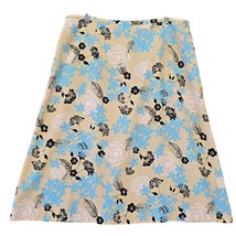 Joan Leslie Skirt Tan Preppy Blue Floral Midi Aline Classic Womens Plus ... - £7.80 GBP