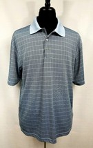 Grand Slam Mens Golf Polo Short Sleeve Shirt Blue Black Stripe Soft Casu... - £12.32 GBP