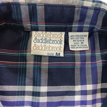 Saddlebrook Button-Down Collar Men's Blue & White Plaid Shirt Short Sleeve Sz M image 3