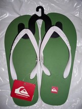 Men&#39;s Guys Quiksilver Oahu Twof Beach Sandals Flip Flops Solid Green New  - £13.28 GBP
