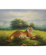 An Original Oil Painting "Tiger in the Grass" Signed by Artist K. Harrison  - $50.00