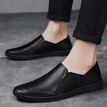 Plus Size 38-46 Leather Casual Shoes Comfortable Slip-On Loafers Light Driving S - £48.58 GBP
