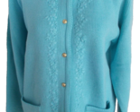 Vintage Sears Classic Elements Petite Embroidered Cardigan Sweater Aqua NOS - £23.35 GBP