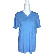 Tre Vero Womens Casual Top Size M Blue Short Sleeve 100% Cotton - £15.12 GBP