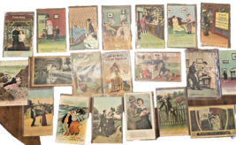 Postcard Lot 20 Love Men Women Humor Used &amp; Unused Early 1900s - £28.87 GBP