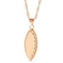 Hot Fashion Glossy Pendant Necklace for Women 585 Rose Gold Simple Weaving Rhomb - £7.24 GBP