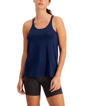 allbrand365 designer Womens Activewear Solid Strappy Tank Top Medium Indigo Sea - £23.58 GBP