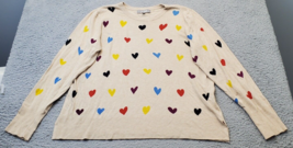 Marled Sweater Womens XL Multi Knit Heart Print Long Sleeve Crew Neck Pu... - £17.34 GBP