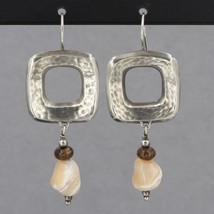 Retired Silpada Sterling Mother of Pearl HIP TO BE SQUARE Dangle Earrings W1518 - £22.42 GBP