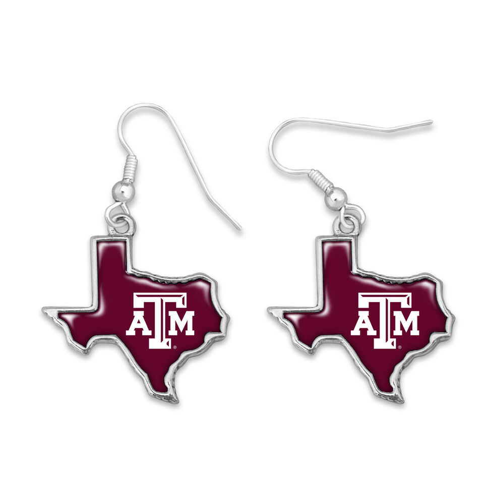 43354 From the Heart Texas A&M State of Mine Logo Earrings