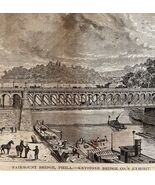 Fairmount Bridge Phila 1876 World Fair Centennial Victorian Engraving DW... - €59,66 EUR