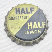 Half Grapefruit Half Lemon  Soda Pop Cap Vintage Metal Cork Lined - $10.45