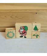 Vintage Christmas Rubber Wood Block Stamps Santa 1997 Lot of 4 - $426.96 MXN