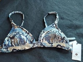Shade &amp; Shore Womens Size Small Bikini Top Blue Black Removeable Pads NWT  - $9.89