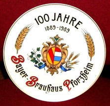 1989 Brauhaus Pforzheim 100th Brewery Anniversary German Ceramic Brewery... - $29.50