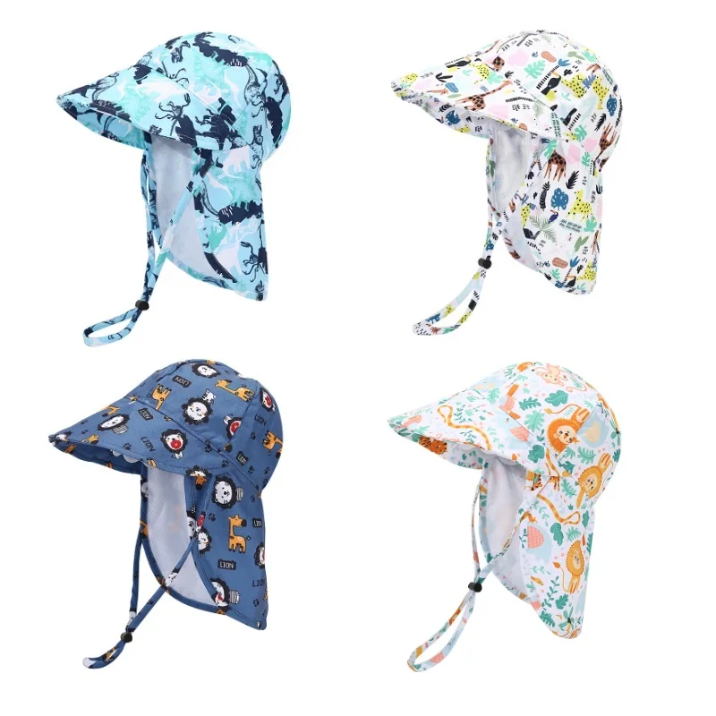 New Children Bucket Hat for Boys Girls Outdoor Cartoon Breathable Mesh Baby - £18.66 GBP