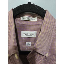 Van Heusen Men&#39;s Button Up Shirt Purple Yellow Micro Plaid Size 15.5 32/33 - $18.00