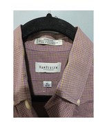 Van Heusen Men&#39;s Button Up Shirt Purple Yellow Micro Plaid Size 15.5 32/33 - $334.80 MXN