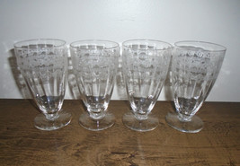 Etched Depression Optic Iced Tea Glasses Set of Four Vintage Glassware - £27.19 GBP