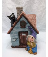 Vintage Witch Cabin Black Cat Tea Light Ceramic Candle Holder 4&quot; X 4 1/2... - $461.55 MXN