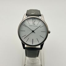 Tokyo Bay Silver Tone Gray Leather Women’s Minimalist Watch Working New ... - $21.34