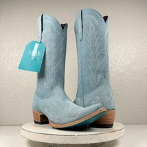 Lane LEXINGTON Powder Blue Cowboy Boots Ladies 10 Leather Western Snip Toe Tall - £185.86 GBP