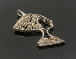925 Sterling Silver - Vintage Egyptian Queen Nefertiti Shiny Pendant - PT18029 - £22.00 GBP