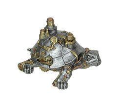 Metallic Silver Copper and Gold Gothic Steampunk Turtle Statue - £23.36 GBP