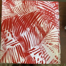 Wamsutta Tropical Palm Fronds Leaves Slubbed Fabric - Red/White- 44&quot; W - £14.78 GBP