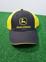 John Deere Logo Black and Yellow Snapback Trucker Hat Mesh Cap Farmer Dad - £9.78 GBP