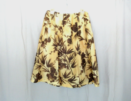 Talbots skirt pleated gored knee length Sz10 gold brown silk blend  flor... - $17.59
