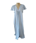 Vintage Vanity Fair Pale Pastel Blue Flutter Sleeve Long Maxi Nylon Nigh... - $34.17 CAD