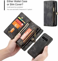 LG V60 ThinQ Wallet Case Magnetic Detachable Leather Folio Zipper Pocket... - $47.39