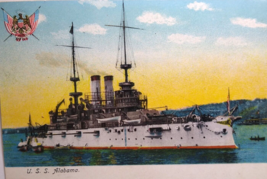 U.S.S Alabama Navy Battleship Boat Ship Postcard Unused Antique Undivided Back - £23.28 GBP