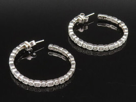 925 Silver - Vintage Genuine Diamonds Square &amp; Round Pattern Earrings - EG12180 - £57.31 GBP