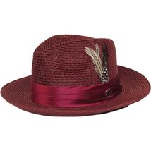 Men's Summer Spring Braid Straw style Hat by BRUNO CAPELO JULIAN JU912 Burgundy image 1