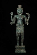 Antigüedad Khmer Estilo Bronce Koh Ker Standing Vishnu Estatua - 82cm/81.3cm - $1,973.32