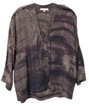 New IRO Silk Long Lace Up Neckline Striped Long Top Tunic 3/4 Sleeves Ombré - $37.50