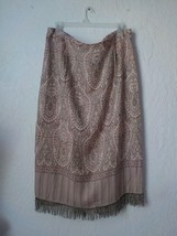 Dressbarn Pink Beige Paisley Maxi Skirt Tassels Hem 100% Rayon Women siz... - £16.65 GBP