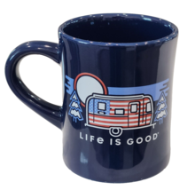 Life is Good Mug Stars &amp; Stripes Patriotic Camper Blue Ceramic Mug 14oz - £12.02 GBP