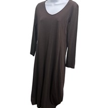 J Jill Pima Cotton Sz. S Midi Dress Gray Minimalist Lagenlook Long Sleev... - $34.19