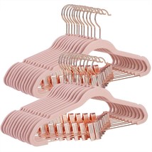 24 Pack Pants Hangers, 16.7 Inch Coat Hangers With Rose Gold Colored Movable Cli - £43.95 GBP