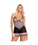 Playboy Bunny Babydoll Embroidered Hearts Flocked Bows Sheer Panty Set L... - £38.61 GBP+