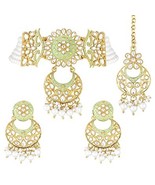 Gold Plated Traditional Kundan Studded Pearl Choker Necklace Jewellery Set - $76.80 CAD