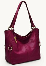 Fossil Sam Raspberry Leather Tote ZB1464653 Shoulder Bag Brass NWT $280 MSRP FS - £124.04 GBP