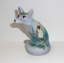 Fenton Glass Great Horned Owl Marble Fox Figurine Ltd Ed #4/27 M Kibbe - $173.15