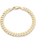 18K Gold over Sterling Silver Italian Diamond-Cut Cuban Chain Bracelet, ... - $81.11