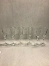 Vintage Crystal champagne glasses set of 6 pedestal 8.5 inch tall dining... - £39.44 GBP