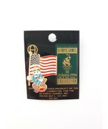 Vtg 1996 Atlanta Olympic Games Izzy Mascot American Flag Lapel Pin NOS NIP - £7.71 GBP